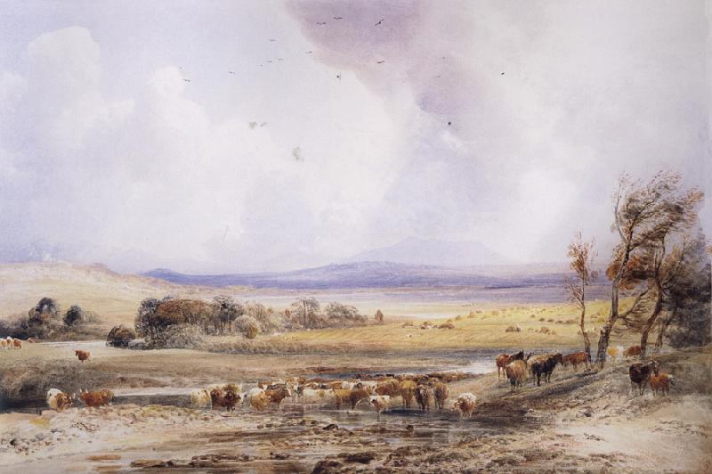 Peter Dewint View on the Lowther,with Cattle in the Water Sweden oil painting art